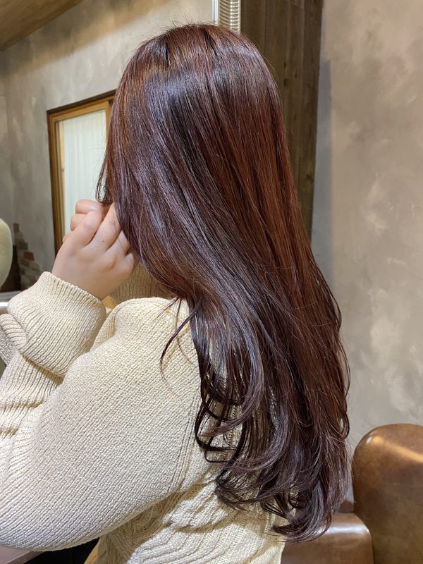 髪にも頭皮にも優しい♡赤み系カラーで、この秋可愛く変身✨